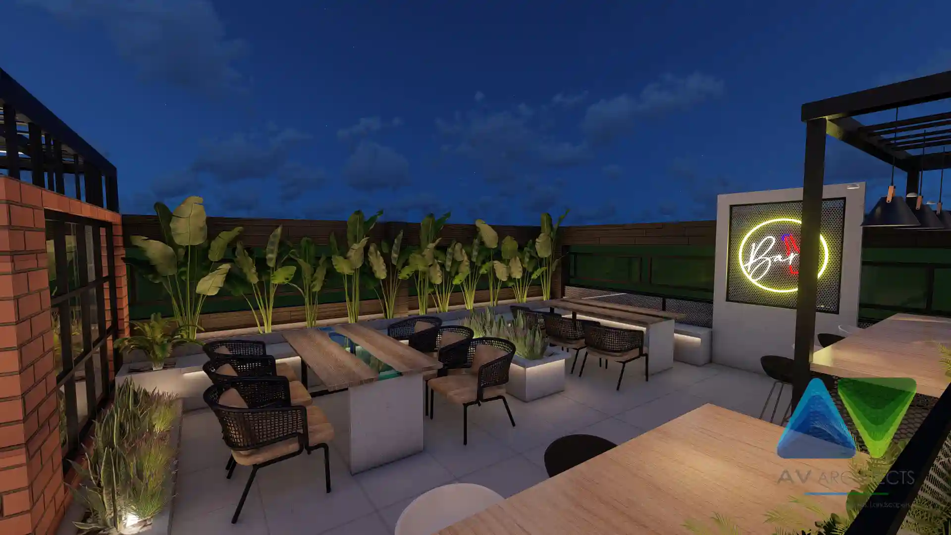 Fortal Rooftop Bar commercial Interior Project